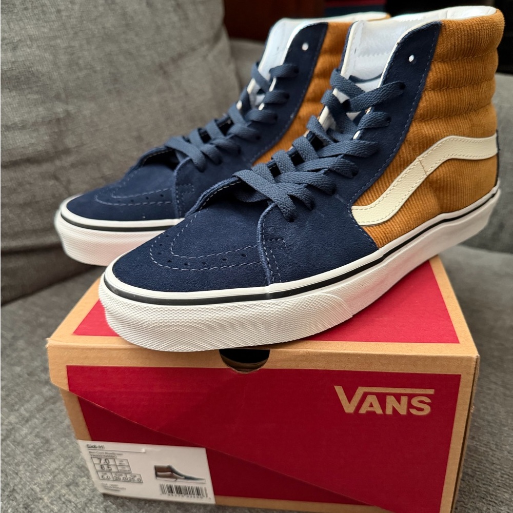 Vans Sk8-Hi Mini Cord Blue Brown Mens 7 Womens 8.5 VN0007NS0BO - Picture 5 of 6